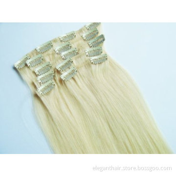 Premium Quality 100% Human Hair Weave Real Remy Hair Extension Clip-in Hair Extensions 20"Color 613# 7PCS/Set